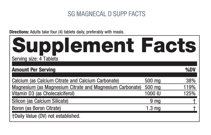 USANA Singapore MagneCal D Supplement Facts